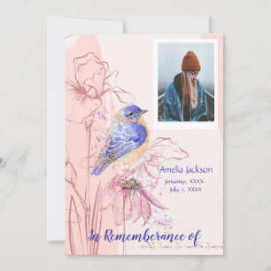Memorial Service Invite Bluebird Garden Bird