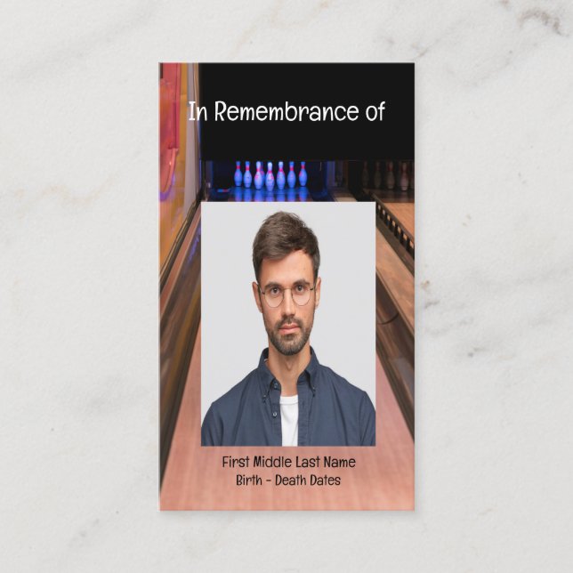 Memorial Service Invite Bowling Lane Bowler (Front)