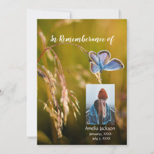 Memorial Service Invite Butterfly Flower