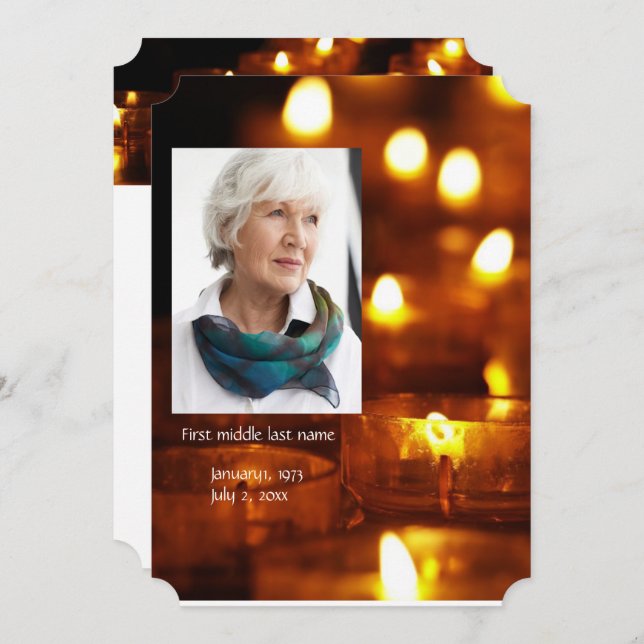 Memorial Service Invite Candles Candle Light (Front/Back)