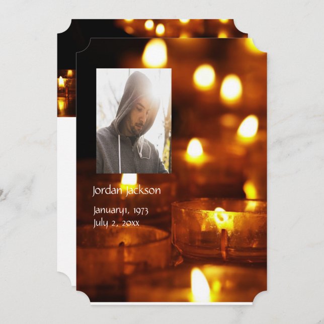Memorial Service Invite Candles Candle Light (Front/Back)