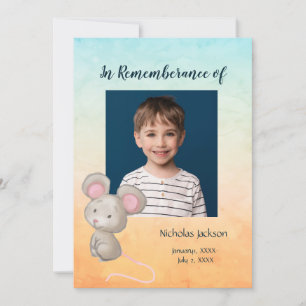 Memorial Service Invite Children Cute Mouse