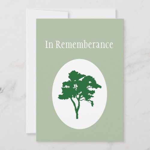 Memorial Service Invite Classic Green Tree Image