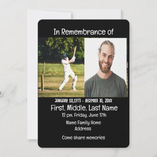Memorial Service Invite Cricket Player Game
