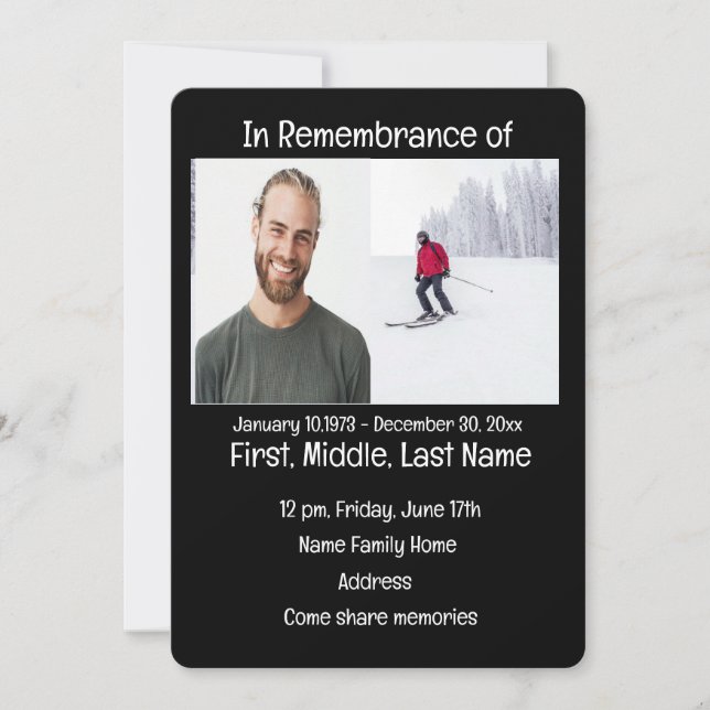 Memorial Service Invite Cross Country Skiing (Front)