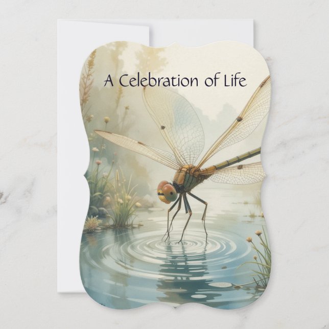 Memorial Service Invite Dragonfly Custom Art (Front)
