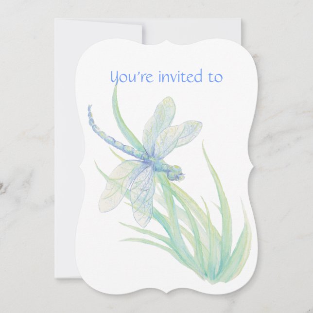 Memorial Service Invite Dragonfly Watercolor Art (Front)