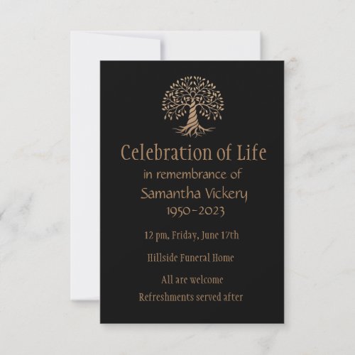 Memorial Service Invite Elegant Tree of Life