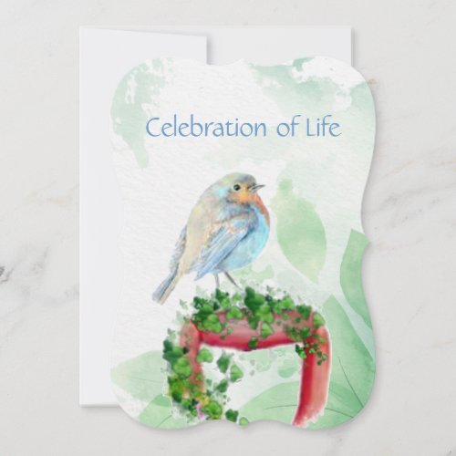 Memorial Service Invite European Robin Bird