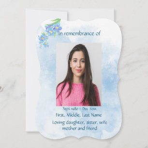 Memorial Service Invite Forget Me Not Flower Art
