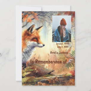 Memorial Service Invite Fox Animal Wildlife Nature