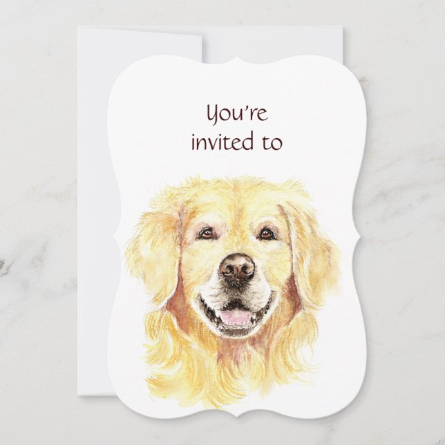 Memorial Service Invite Golden Retriever Dog Pet (Front)