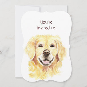 Memorial Service Invite Golden Retriever Dog Pet