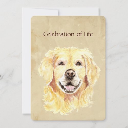 Memorial Service Invite Golden Retriever Dog Pet