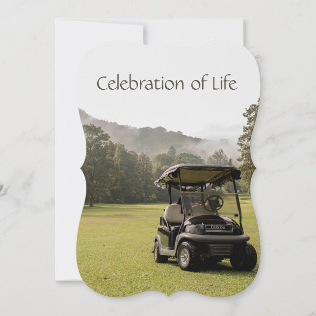 Memorial Service Invite Golfers Golf Cart (Front)
