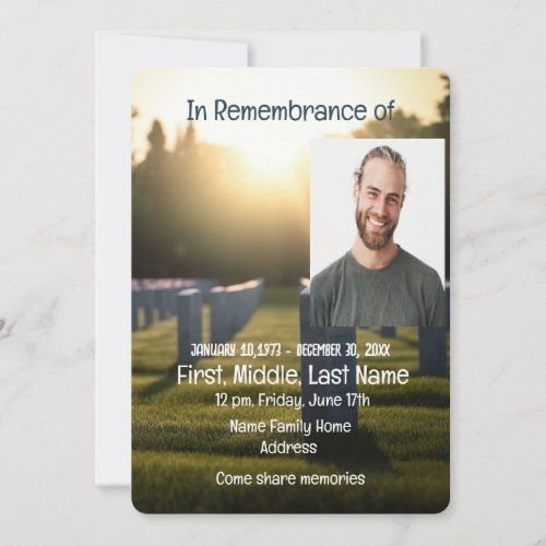 Memorial Service Invite Graveyard Tombstones 