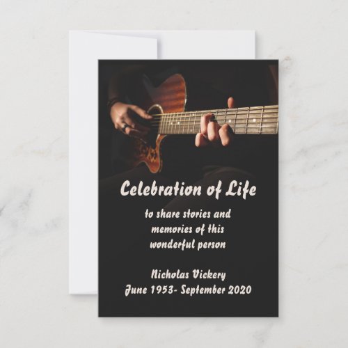 Memorial Service Invite Guitar Player Musician