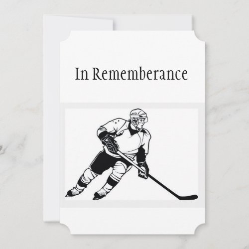 Memorial Service Invite Hockey Player