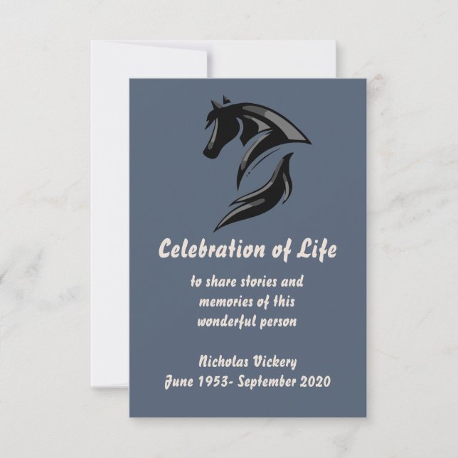 Memorial Service Invite Horse Equestrian Animal (Front)