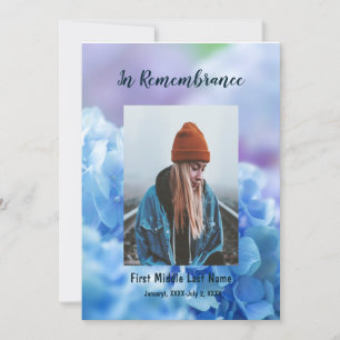 Memorial Service Invite Hydrangea Garden Flowers