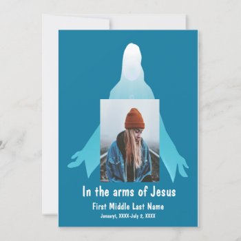 Memorial Service Invite In The Arms Of Jesus by countrymousestudio at Zazzle