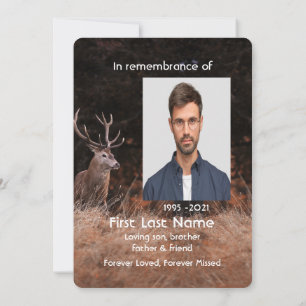 Memorial Service Invite Masculine Stag Deer