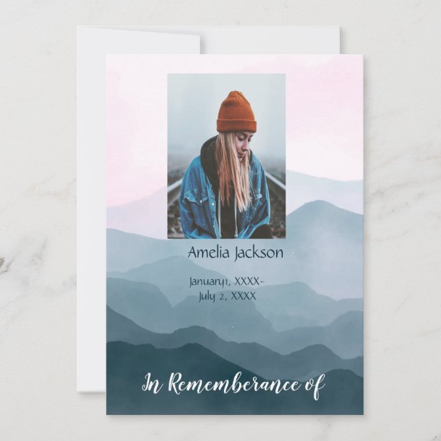 Memorial Service Invite Mountain Landscape (Front)