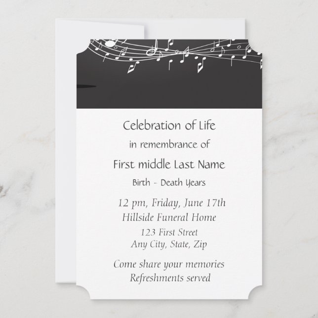 Memorial Service Invite Music Notes background (Back)