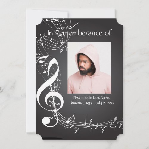 Memorial Service Invite Music Notes background