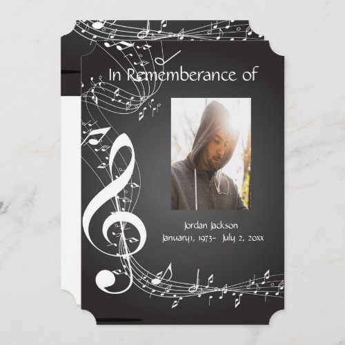 Memorial Service Invite Music Notes background