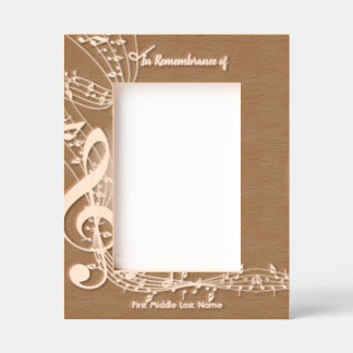 Memorial Service Invite Music Notes background Engraved Frames
