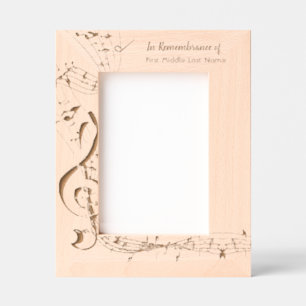 Memorial Service Invite Music Notes background Engraved Frames