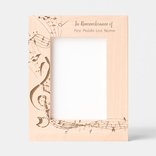 Memorial Service Invite Music Notes background Engraved Frames (Front)