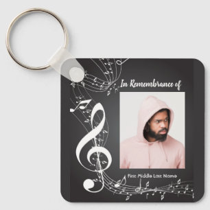 Memorial Service Invite Music Notes background Keychain