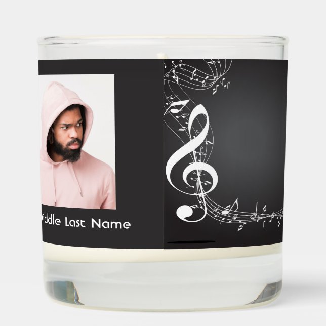 Memorial Service Invite Music Notes background Scented Candle (Right)