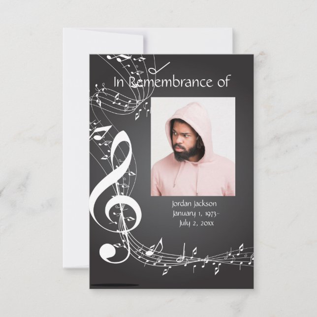 Memorial Service Invite Music Notes Custom (Front)