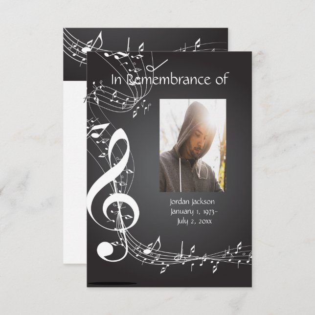 Memorial Service Invite Music Notes Custom (Front/Back)