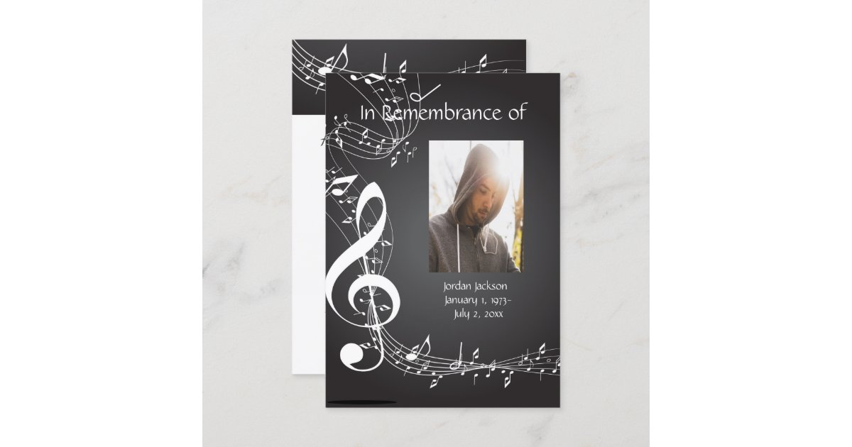 Memorial Service Invite Music Notes Custom | Zazzle