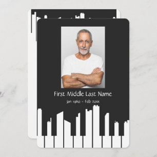 Memorial Service Invite Music Piano Keys City