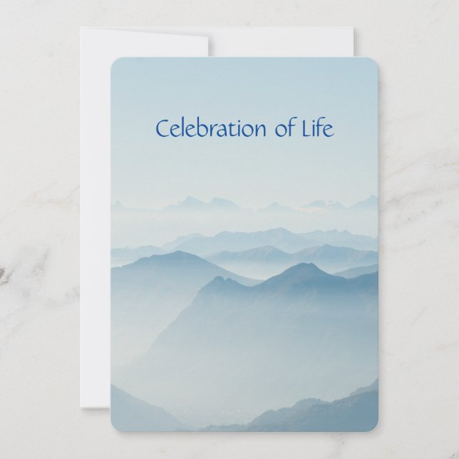 Memorial Service Invite Peaceful Mountain (Front)