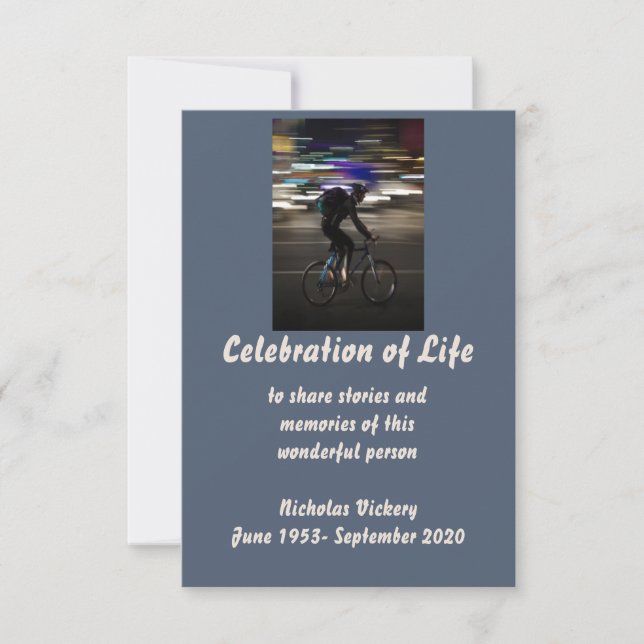 Memorial Service Invite Person Biking Cycling (Front)