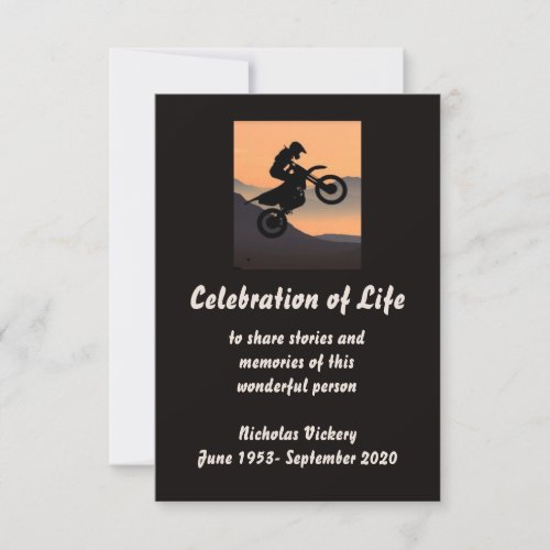 Memorial Service Invite Person Motorcycle Biker