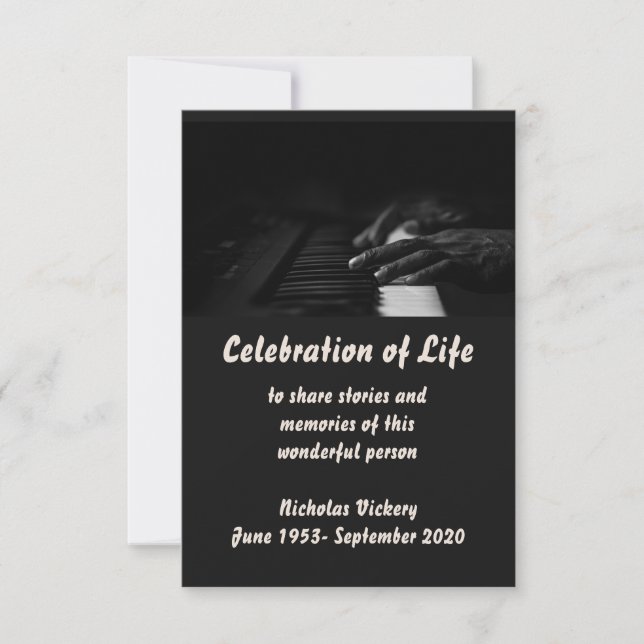 Memorial Service Invite Piano Player Musician (Front)
