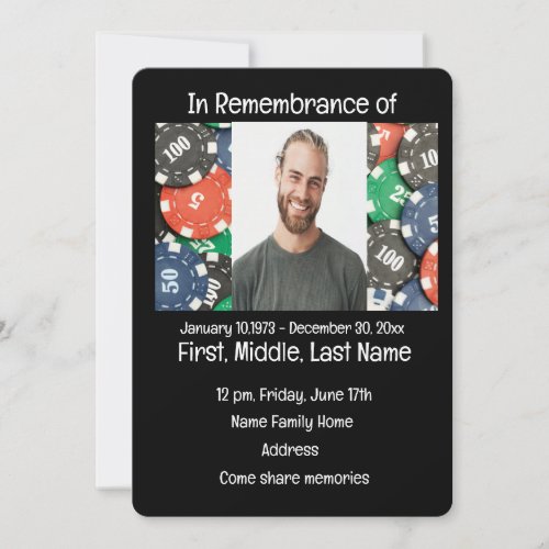 Memorial Service Invite Poker Card Game 