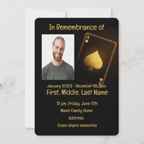 Memorial Service Invite Poker Card Game 