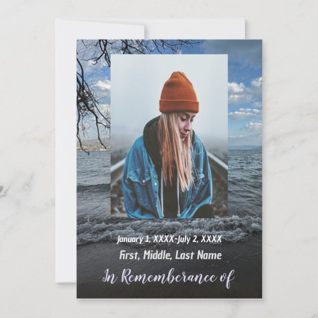 Memorial Service Invite Sea Ocean Lake Waves (Front)