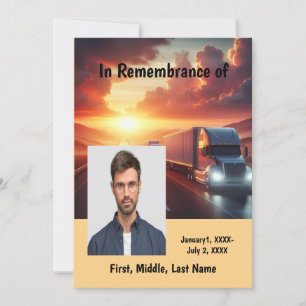 Memorial Service Invite Semi-Truck Tractor-trailer