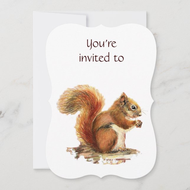 Memorial Service Invite Squirrel Animal Art (Front)