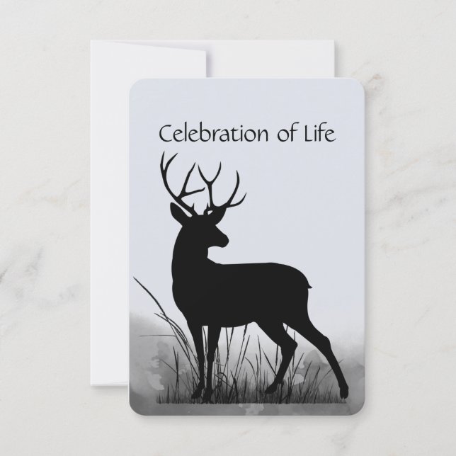 Memorial Service Invite Stag Deer Masculine (Front)