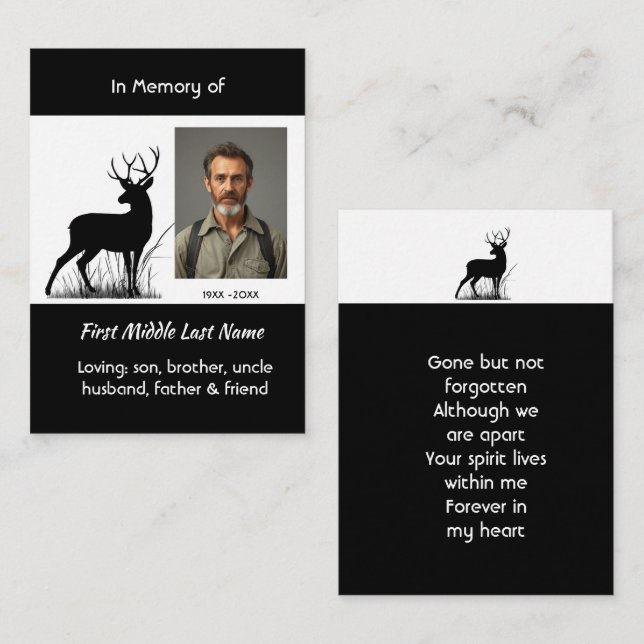 Memorial Service Invite Stag Deer Outdoorsman  (Front/Back)